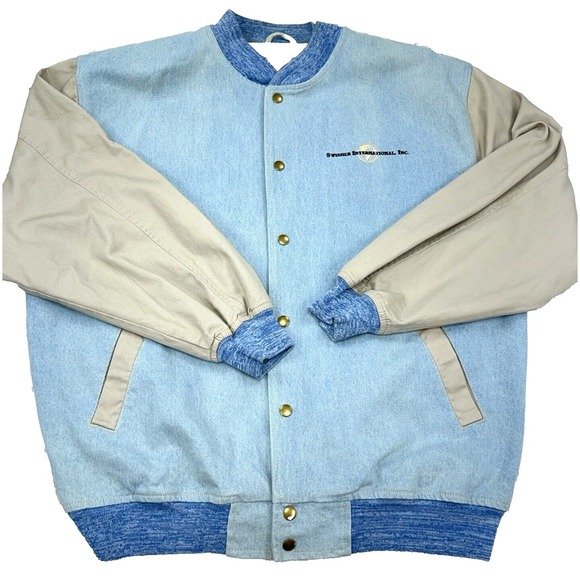 Ultra Club Other - Vintage Denim Jacket Men Large Blue Tan Varsity Letterman Bomber 90s Y2K Work
